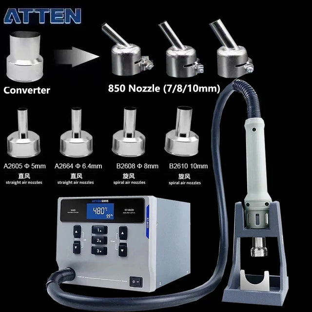 ATTEN ST-862D 1000W Hot Air Gun - Digital Display BGA Rework Station, Automatic Sleep Desoldering Repair Tool (110V/220V)