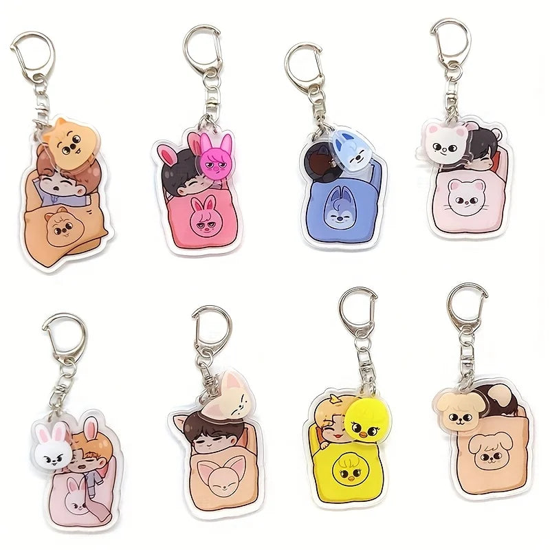 8pcs KPOP Acrylic Keychain Set — Cute Bag Pendants for Fans & Gifts