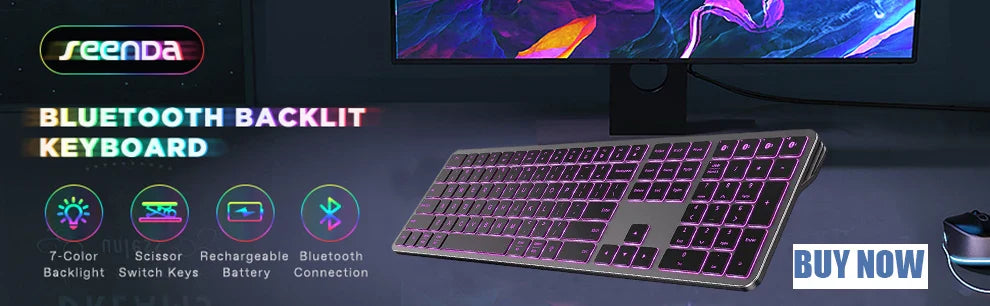 Wireless Backlit Keyboard and Mouse Combo – 2.4G USB Rechargeable Silent Full-Size Slim Set