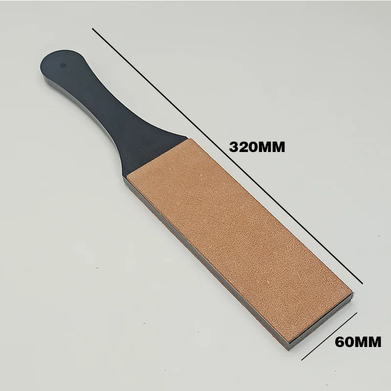 Handmade Wooden Handle Leather Sharpening Strop – Double-Sided Razor Knife Polishing & Home Sharpening Tool