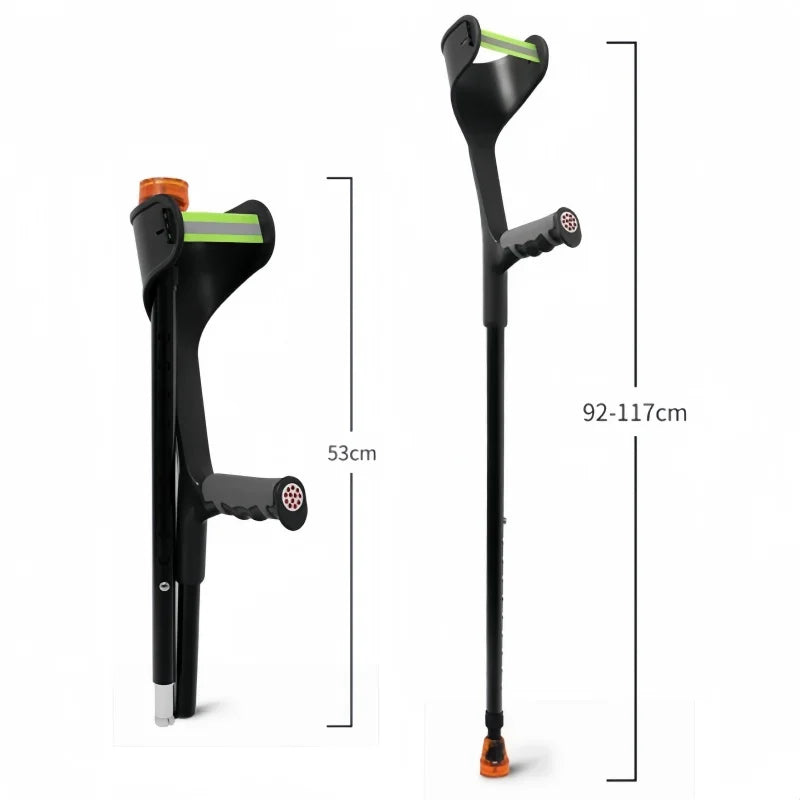 Lightweight Adjustable Aluminum Forearm Crutches for Adults — Foldable Elbow Crutch with Cuff for Walking