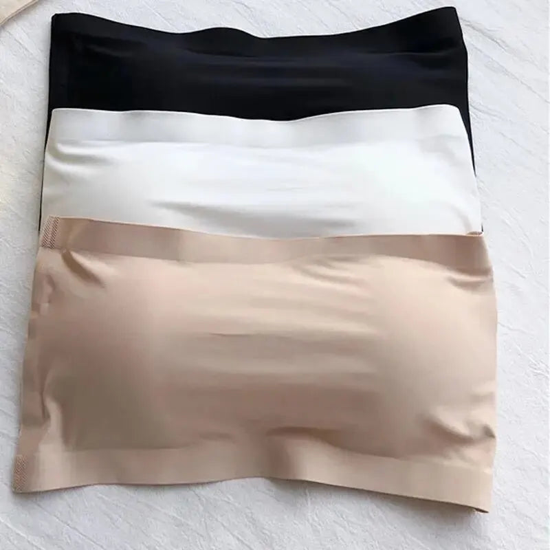 Seamless One-Piece Tube Top for Women — Strapless Bandeau with Removable Pads, Basic Black/White/Skin Lingerie