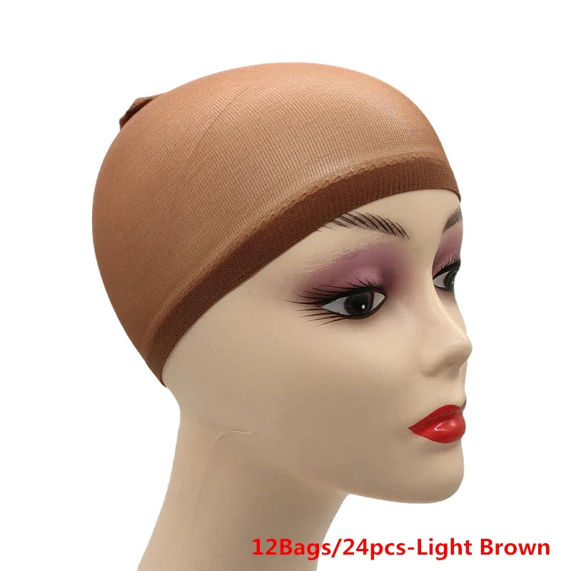 Ventilated Nylon Mesh Wig Cap – Stretchy, Breathable, Extra Thin Stocking Hairnets for Wigs, Available in 1/6/12 Bags