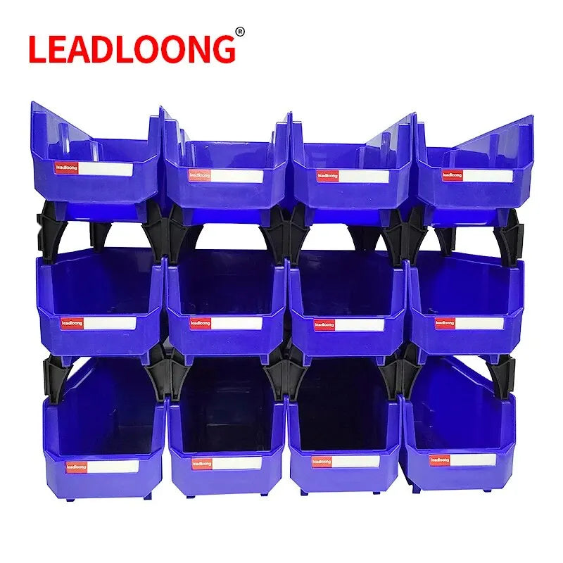 LEADLOONG V3 Garage Storage Box – 12PC Organizer Bins 11x5x5inch for Screws, Hardware & Workshop Supplies
