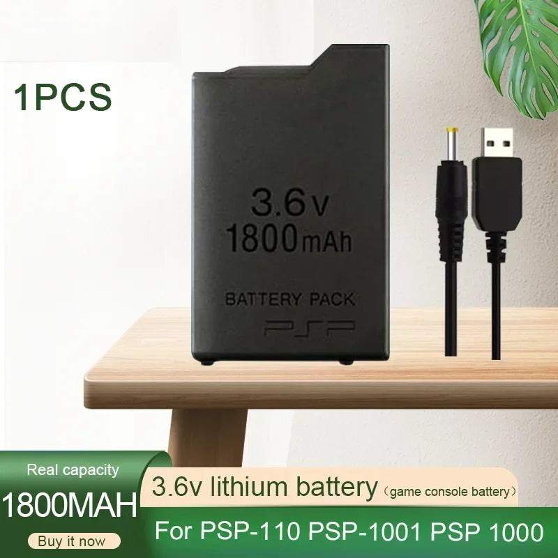 1800mAh Replacement Battery for Sony PSP 1000 – 3.6V Li-ion Rechargeable Battery for PlayStation Portable
