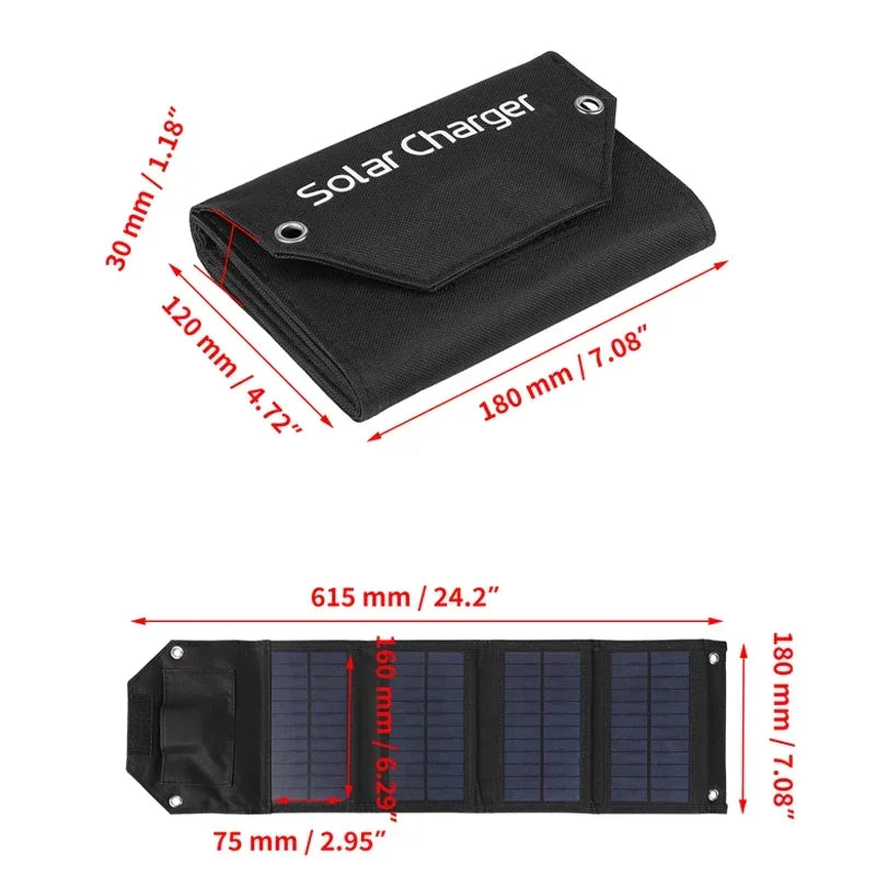 60W 80W 100W Foldable Solar Panel — 5V USB Portable Waterproof Charger for Phone, Camping & Power Bank