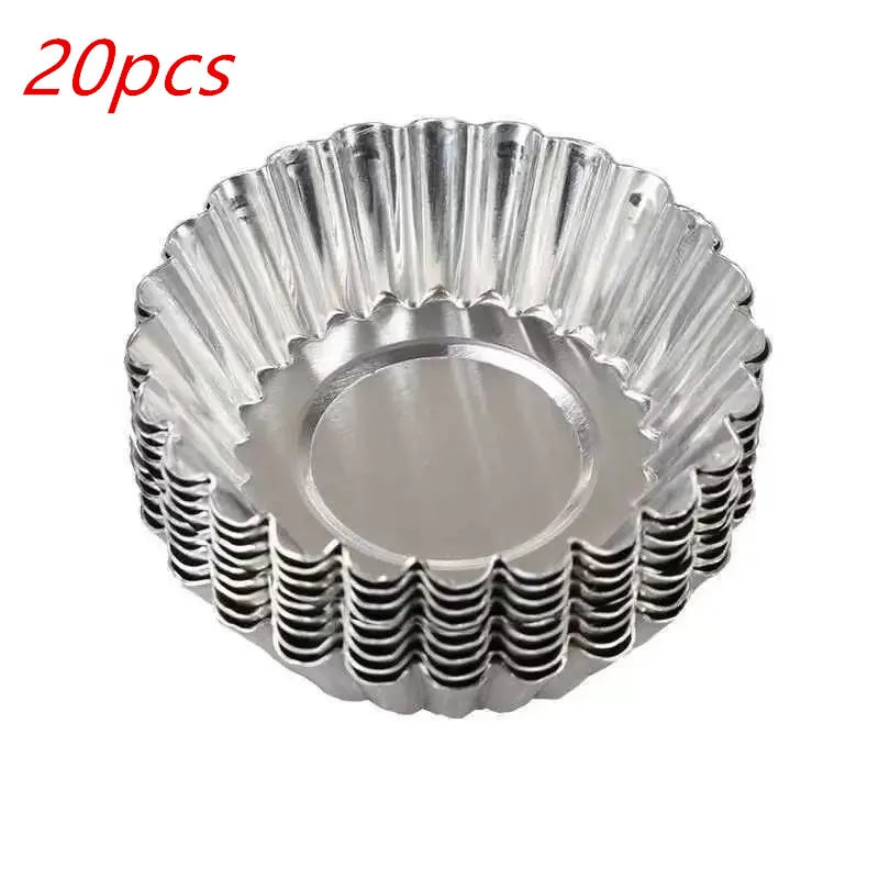 Non-Stick Egg Tart Mold Set (10/20/30PCS) – Durable Aluminum Baking Cups for Mini Tarts, Pies, Cupcakes & Muffins