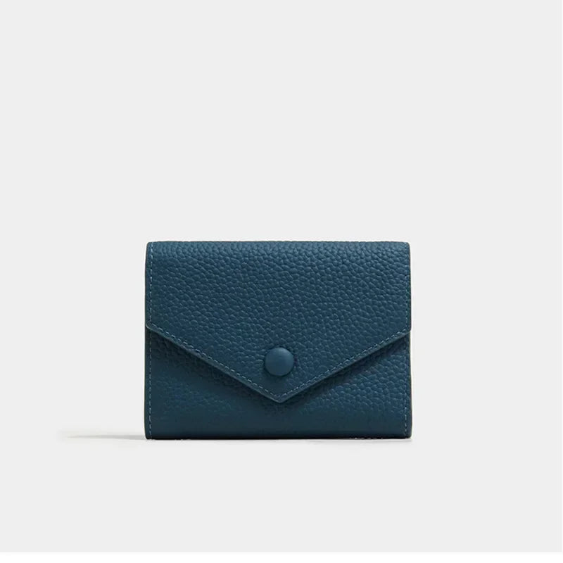 2024 New PU Leather Women's Small Wallet – Luxury Envelope Card Holder, Designer Zip Coin Purse, Short Cowhide Style