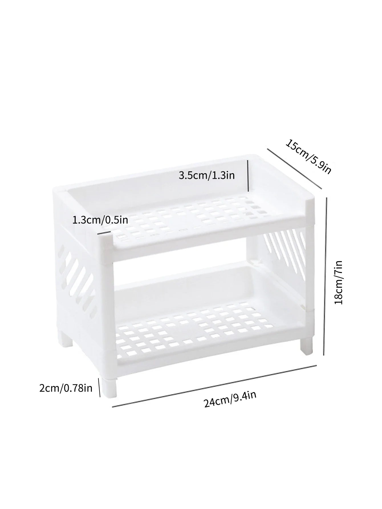 PP Desktop Double Layer Storage Rack: Rectangular White Organizer for Student Desks, Offices, Cosmetics, and Stationery