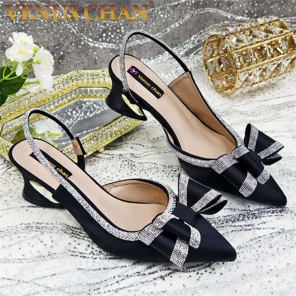 Elegant African High Heel Sandals - Chain Decor Wedding Pumps for Women’s Party & Formal Wear