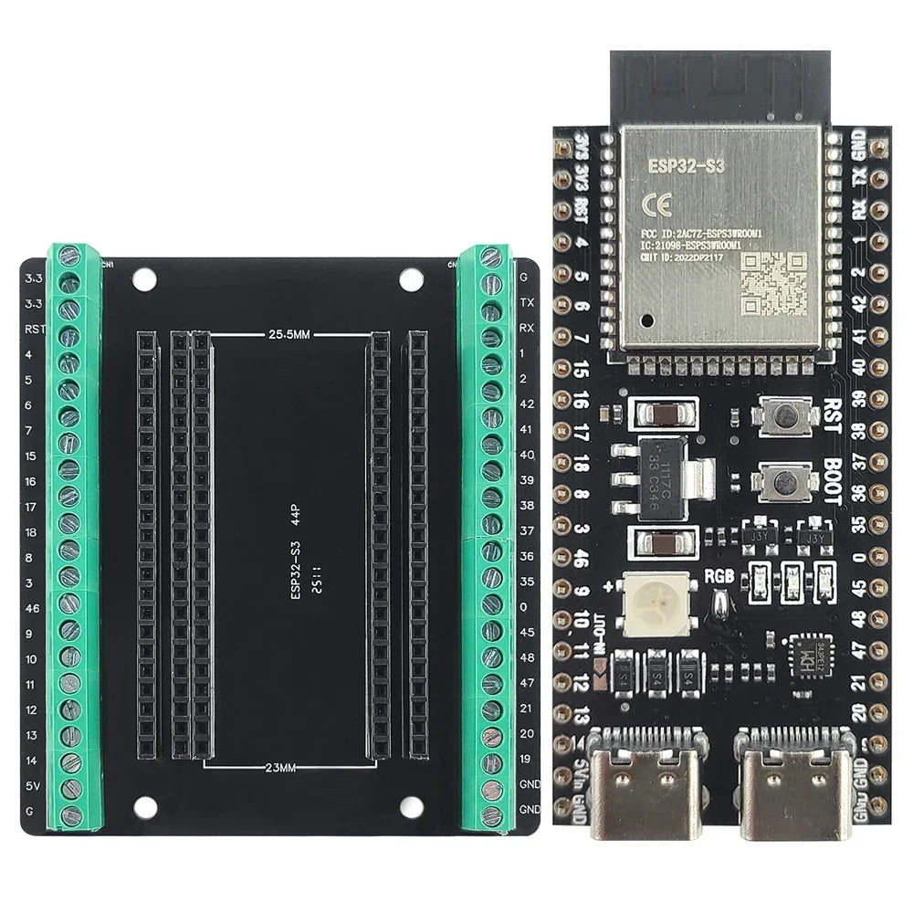 ESP32-S3 Development Board Kit – 2.4GHz WiFi & Bluetooth Module with Expansion Adapter, Type-C Interface (ESP32-S3-1 N8R2 N16R8 44-Pin)