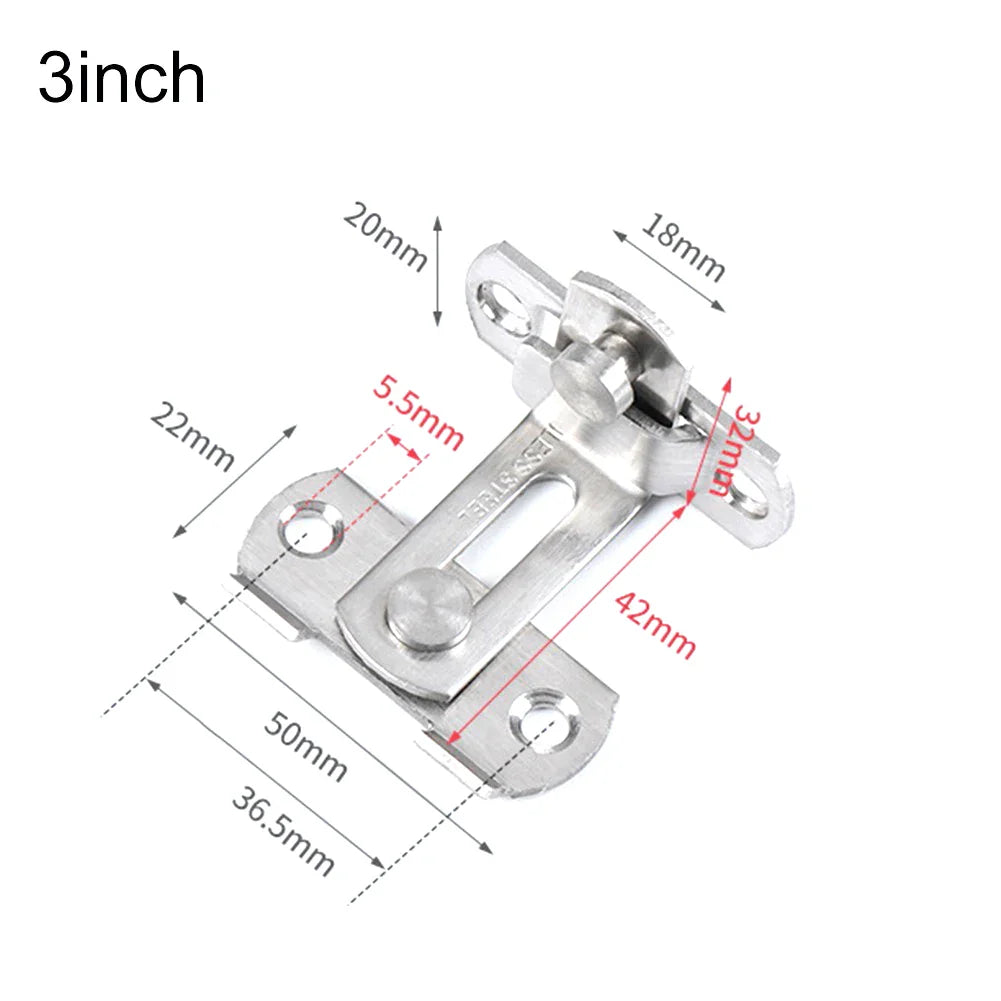 Stainless Steel 90 Degree Door Lock Guard Latch Bolt - Toggle Latch for Sliding Barn Doors, Wine Cabinets, and Closets - Right Angle Lock