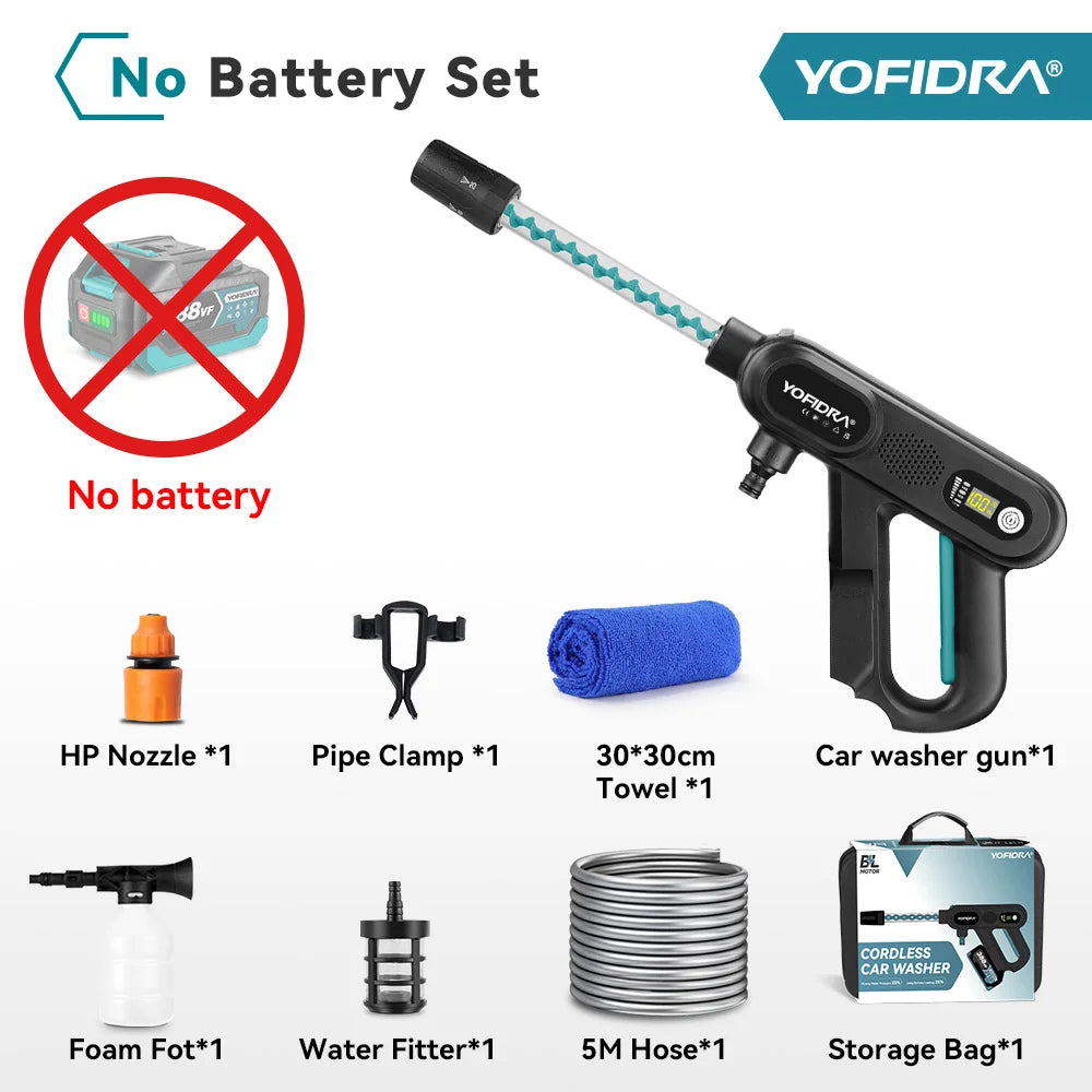 YOFIDRA 220Bar Brushless High Pressure Car Washer – 3 Gear Electric Spray Gun for Makita 18V Battery, Garden & Vehicle Cleaning