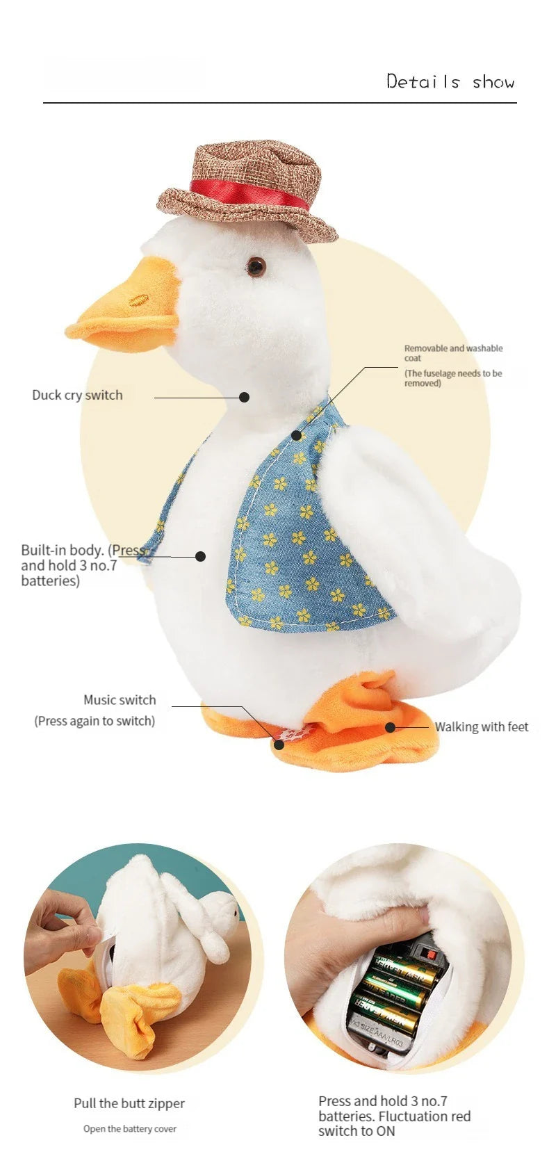 Talking Repeat Duck Plush Toy for Kids – Musical Educational Stuffed Animal Gift for Children