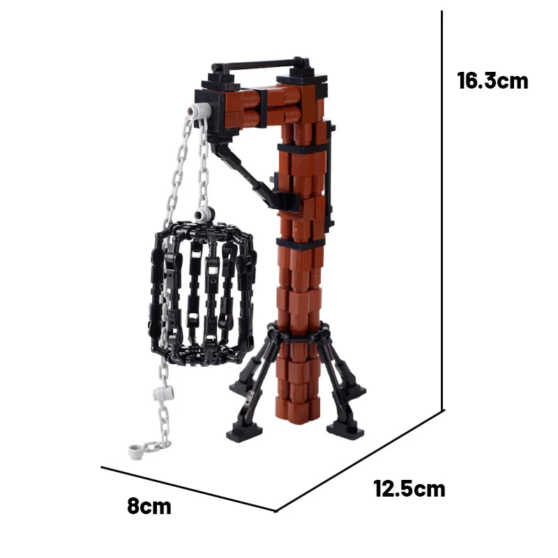 MOC Medieval Prison Hanging Cage Building Block Set – Castle Scene Assembly Toy Kit
