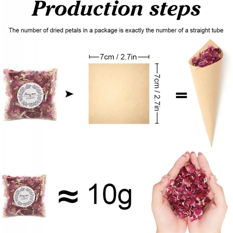 Natural Dried Rose Petals Confetti – 10g Biodegradable Wedding Flower Confetti for Party Decoration, DIY Crafts & Handmade Gifts