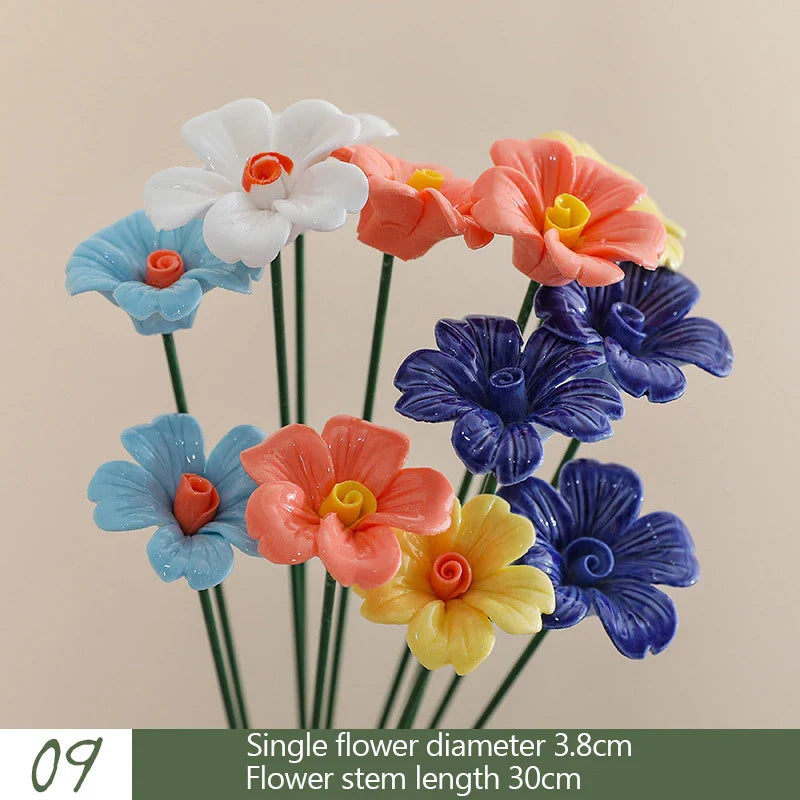 5PCS Handmade Ceramic Flowers – High-Temperature Simulation Eternal Life Flower Decorations, Creative Home & Gift Decor