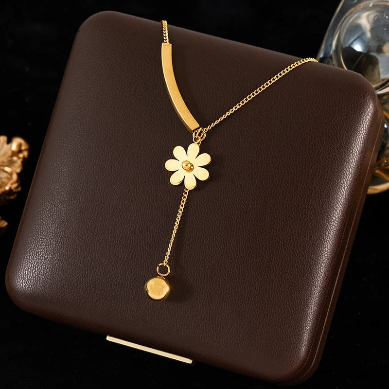 GANEMLY 316L Stainless Steel Water Drop Pendant Necklace – Trendy 18K Gold Plated Women’s Jewelry Gift