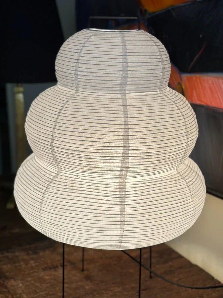 Japanese Style LED Rice Paper Desk Lamp – Tricolor Dimming Home Art Decoration for Living Room, Hotel, Bedroom & Bedside Night Light