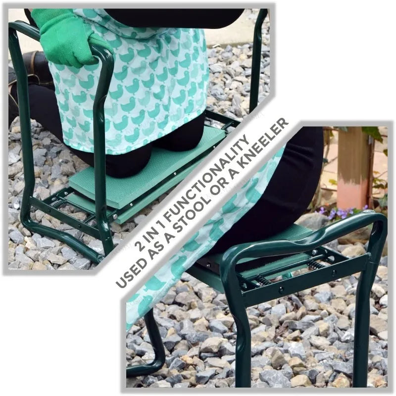 Foldable Garden Kneeling Stool & Tool Kit – Portable Gardening Seat & Kneeling Pad for Outdoor Planting