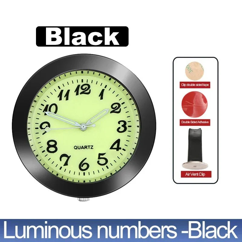 Luminous Stick-On Car Clock – Mini Quartz Digital Dashboard Watch, Glow-in-the-Dark Auto Interior Time Ornament & Car Accessory Gift