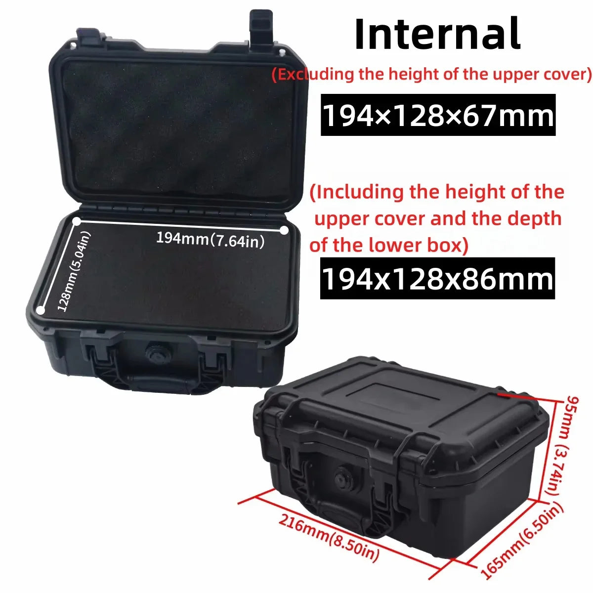 Waterproof Hard Tool Carry Case - Protective Storage Box with Pre-Cut Sponge Organizer for Equipment