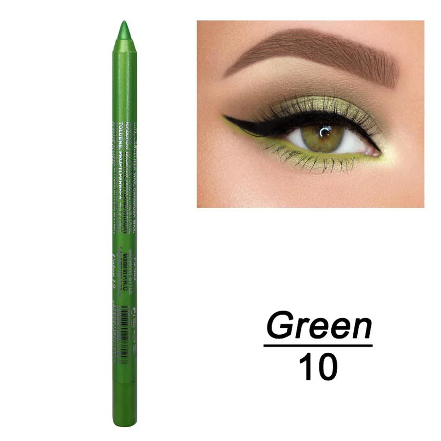 14 Color Metallic Eyeliner Pen – High Pigmented, Pearly Shimmer, Smokey & Punk Style, Long-Lasting & Waterproof