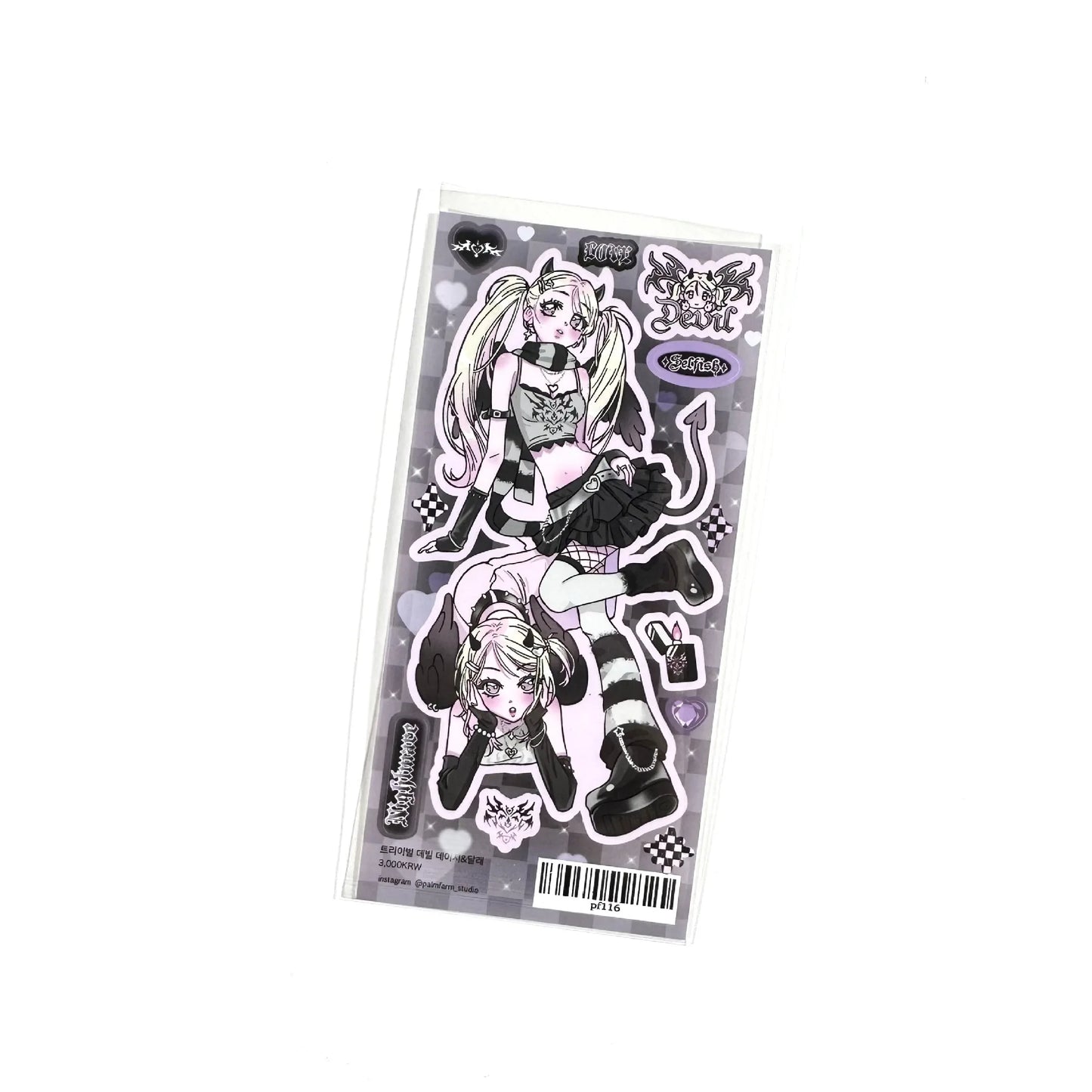 Cute Cartoon Angel & Demon Girl Stickers – DIY Scrapbook, Planner & Diary Decorative Stickers