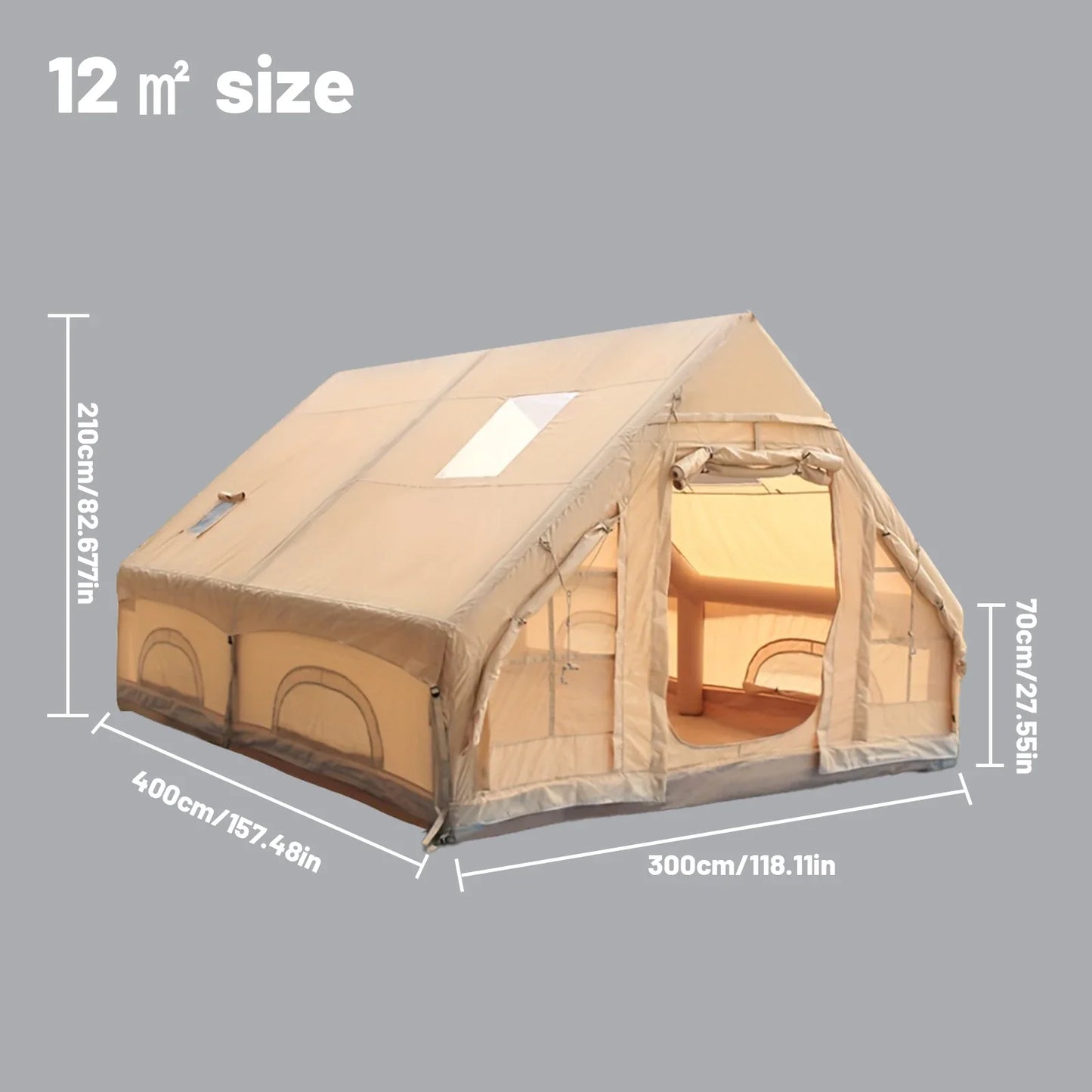 Inflatable Camping Tent for 4-8 People – Portable Water-Resistant Four-Season Tent with Windows