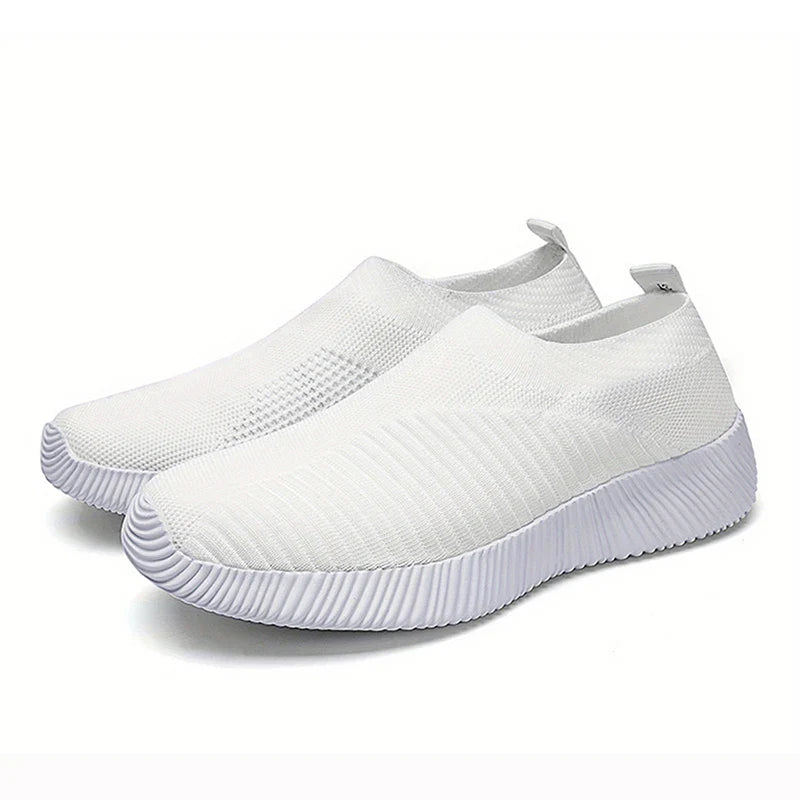 Women’s Slip-On Sock Sneakers – Breathable Flat Casual Vulcanized Sports Shoes Zapatillas