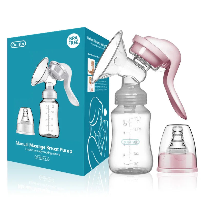 Dr.Isla Manual Breast Pump – BPA-Free Baby Nipple Suction Milk Feeding Bottle for Postpartum Care