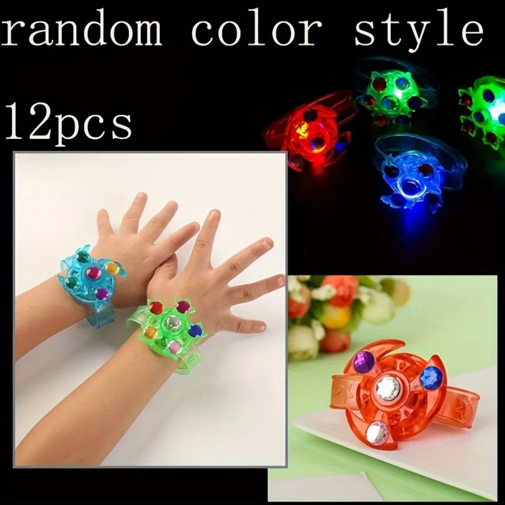12 Pcs LED Luminous Fidget Spinner Bracelets - Kids Party Favor, Gift Bag Filler and Carnival Return Gifts