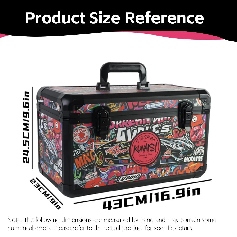 KUNAISI Aluminum Alloy Toolbox - Durable Double Layer Multi Functional Adjustable Storage Case 43×23×24.5cm