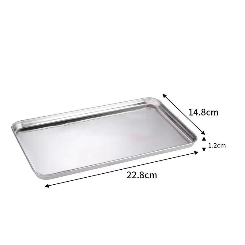 Stainless Steel Rectangle Serving Tray – Buffet Food Plate & Storage Organizer for Home, Rice, Noodles & Kitchen Use