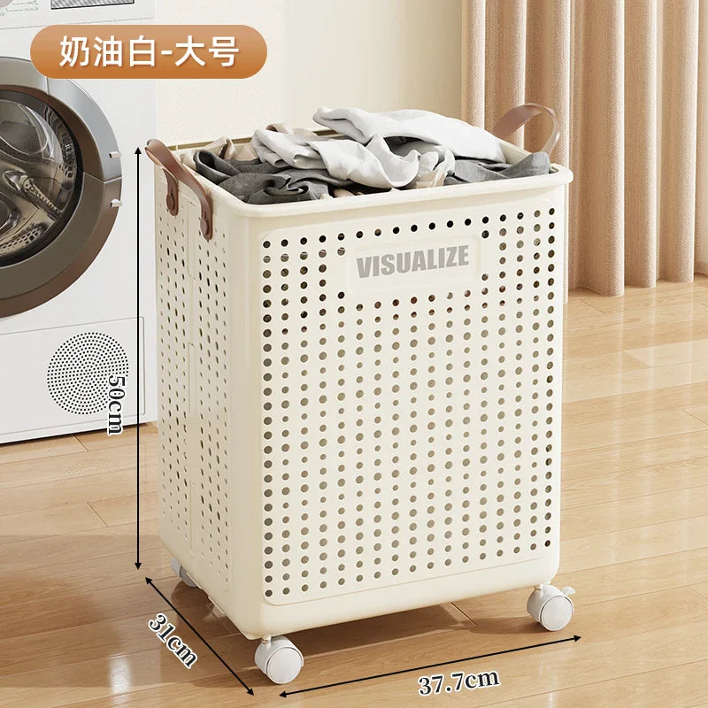 Foldable Laundry Hamper with Wheels — Portable Clothes Basket for Washing & Storage