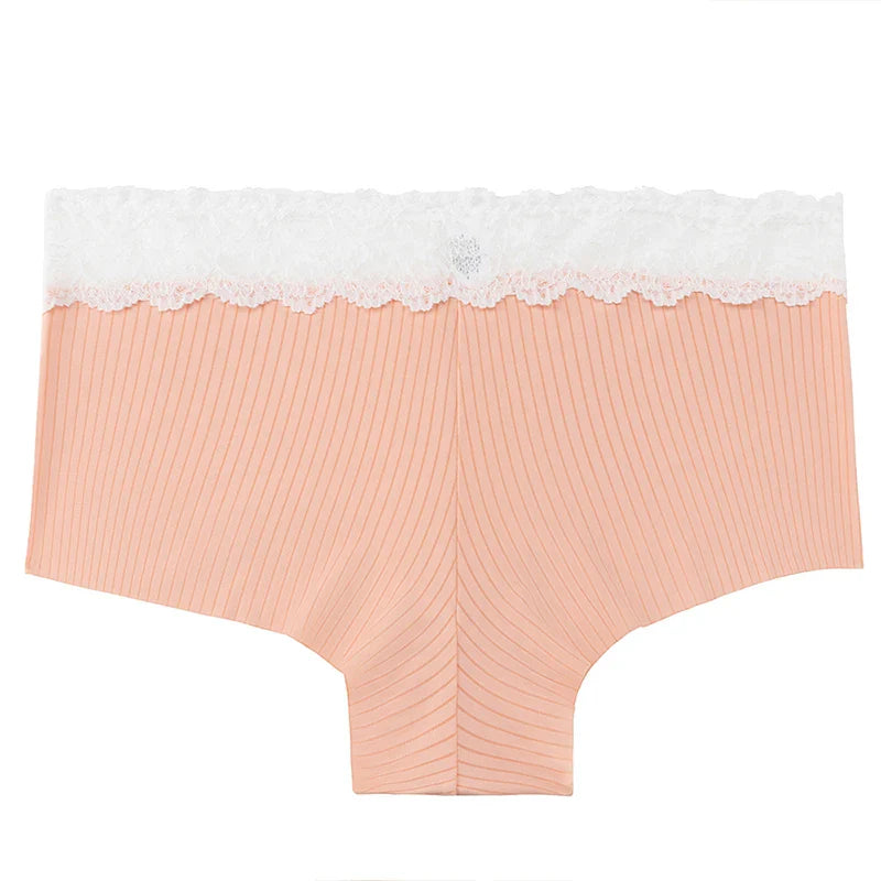 TrowBridge Women’s Seamless Silk Satin Panties – Lace Hollow Breathable Boyshort Underwear