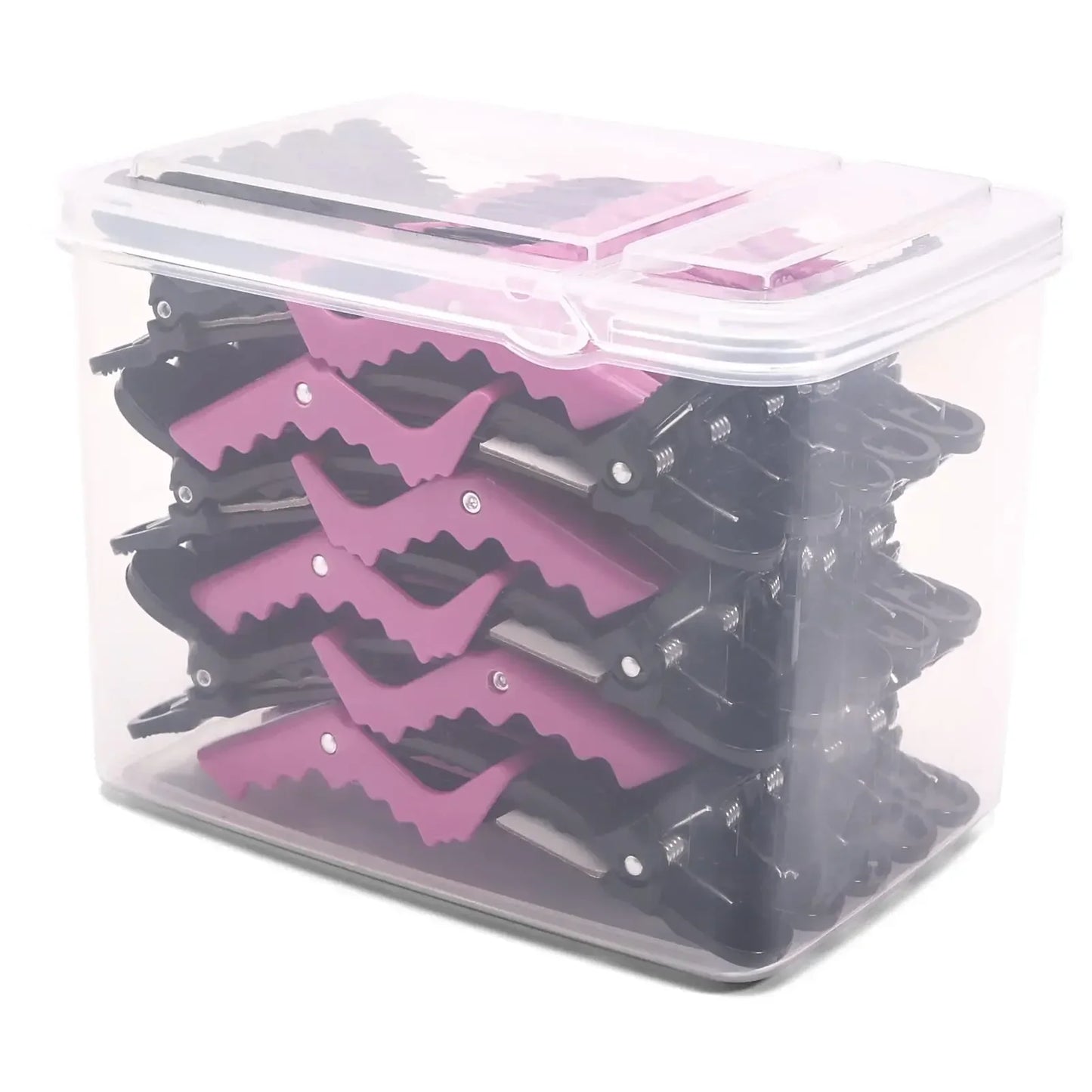 30pcs Barber Hair Clips Black & Pink Hairdressing Clamps Claw Sectioning Clips for Salon Styling