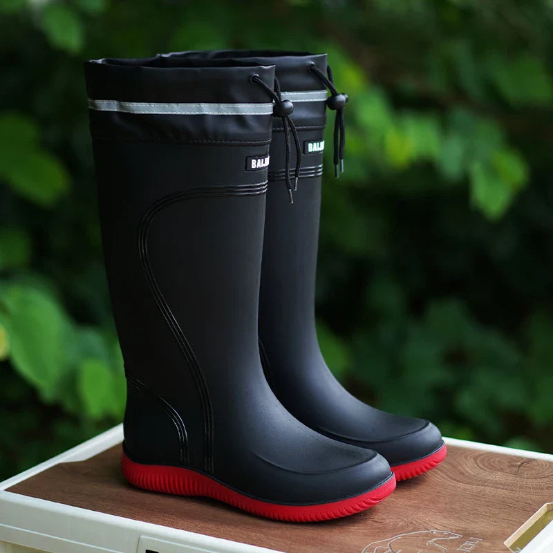 Men’s & Women’s High-End Rain Boots – Waterproof, Non-Slip Short & Mid-Calf Rubber Boots with Drawstring