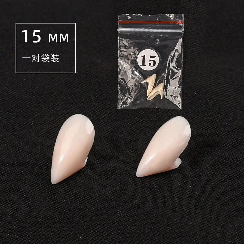 5 Pairs Halloween Vampire Fangs – Resin False Teeth Costume Props with Solid Glue for Cosplay, Party & DIY Decoration