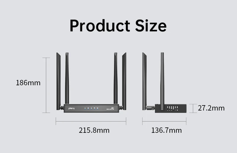 Plery WiFi6 4G LTE Router — 4G SIM Card WiFi Modem with 300Mbps, Antenna Booster for Home & Office