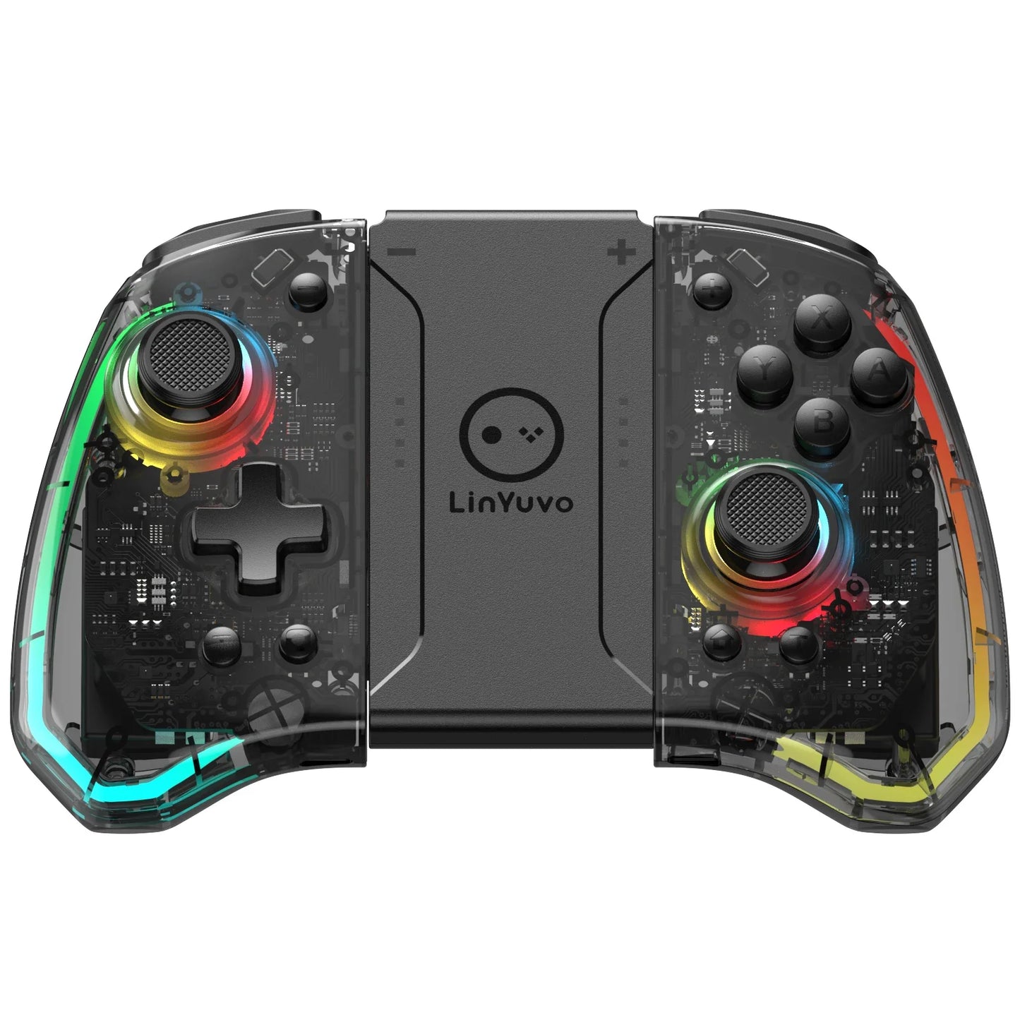 LinYuvo KS40 Transparent Wireless Joy-Pad – 8 Color LED Controller with Turbo Function for Switch/NS OLED & Lite