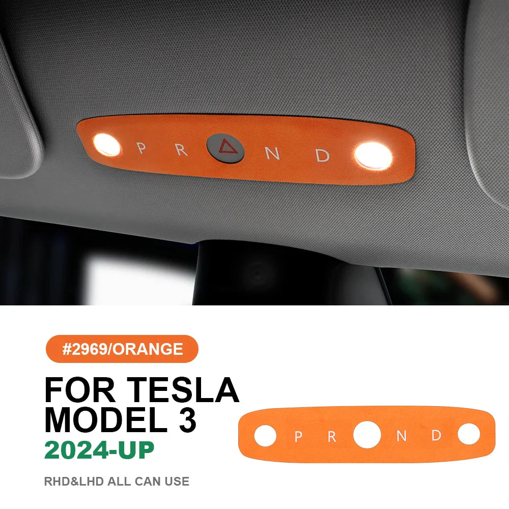 KUNGKIC Italian Top Suede Reading Light Frame Trim Stickers for Tesla Model 3 Highland 2024+ – Car Interior Decor Accessories