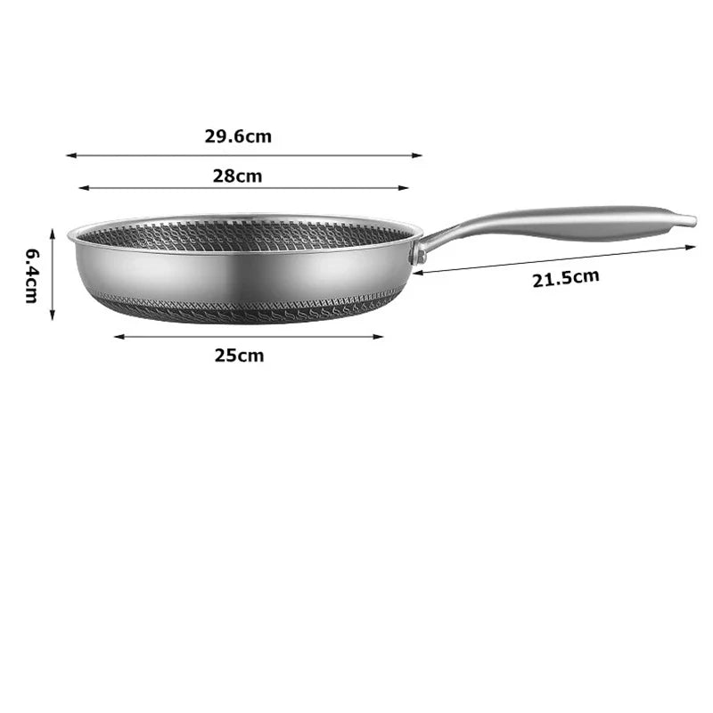 LMETJMA Stainless Steel Nonstick Frying Pan with Honeycomb Surface - Includes Lid, Compatible with Induction, Ceramic and Gas Cooktops - Model KC0480