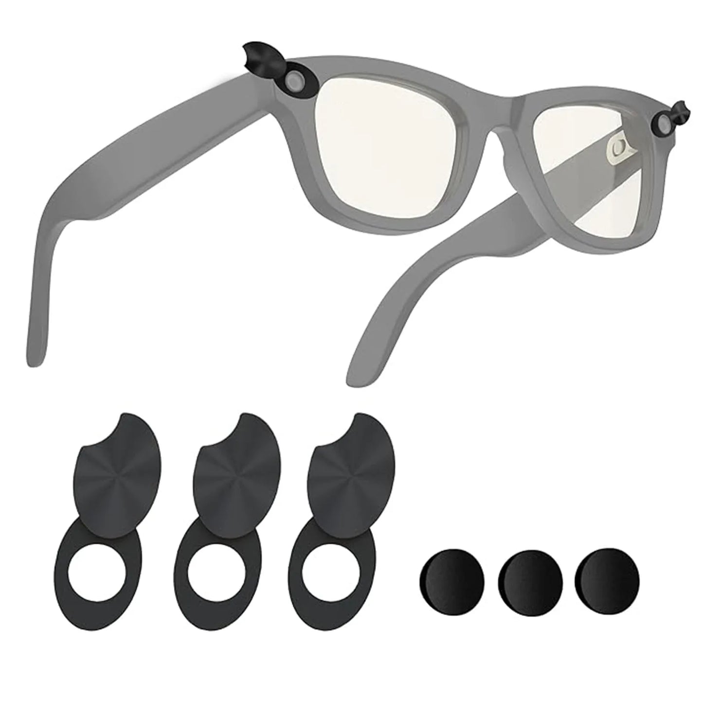 Smart Glasses LED Light Blocking Stickers — Reusable Adhesive Camera Cover for Meta Sliding Eyewear, Black