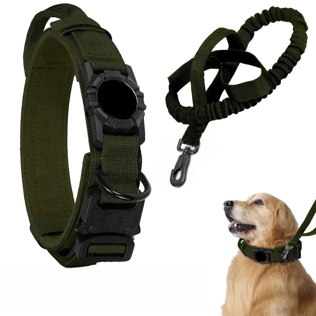 AirTag Tactical Dog Collar with Holder & Handle β Adjustable Military GPS Collar for Medium & Large Dogs