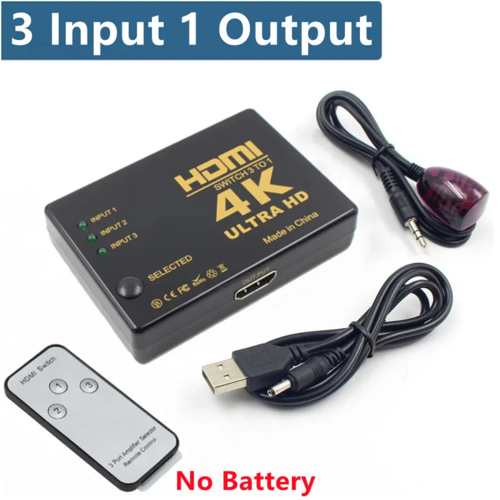 5x1 HDMI Switch 4K – 5 Input 1 Output Video Switcher with IR Remote for Xbox, PS4, PC, Laptop & HDTV
