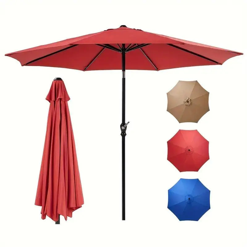 9FT Outdoor Patio Umbrella β Push-Button Tilt & Hand Crank, UV-Resistant Table Umbrella for Pool, Garden, Commercial & Residential Use