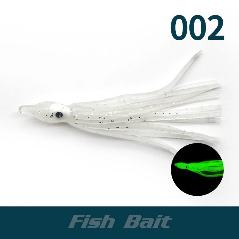 PRO BEROS 5Pcs Luminous Octopus Fishing Lures - Silicone Squid Skirts Glow Bait for Tuna Trolling & Sea Jigging