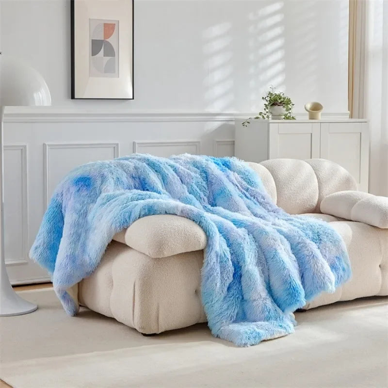 Double Mink & Lamb Fleece Blanket – Coral Fleece Long Hair Solid Color Blanket for Sofa, Soft Cotton Throw