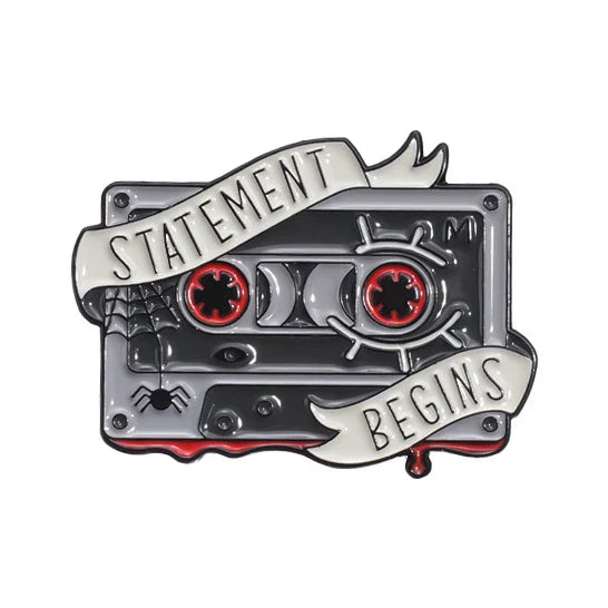 Magnetic Tape Music Series Metal Brooch – Versatile Clothing, Necklace & Badge Accessory with English Style